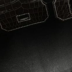 Hermes Ardoise Shiny Porosus Crocodile Palladium Hardware Birkin 30 Bag For Women -Deals Hermes Store luxury women hermes used handbags p340202 014