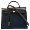 Hermes Navy Blue/Brown Canvas And Leather Herbag Zip 31 Bag For Women -Deals Hermes Store luxury women hermes used handbags p340479 005