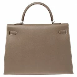 Hermes Etoupe Epsom Leather Palladium Hardware Kelly Sellier 35 Bag For Women -Deals Hermes Store luxury women hermes used handbags p340680 010