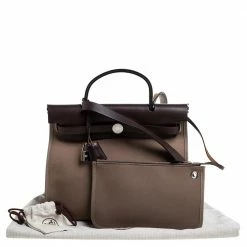 Hermes Khaki/Brown Canvas And Leather Herbag Zip 31 Bag For Women -Deals Hermes Store luxury women hermes used handbags p347277 004