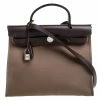 Hermes Khaki/Brown Canvas And Leather Herbag Zip 31 Bag For Women