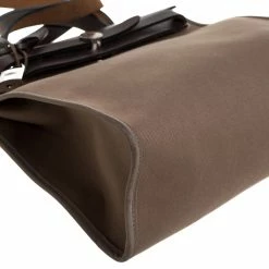 Hermes Khaki/Brown Canvas And Leather Herbag Zip 31 Bag For Women -Deals Hermes Store luxury women hermes used handbags p347277 010
