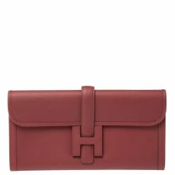 Hermes Rouge Grenat Swift Leather Elan 29 Jige Clutch For Women