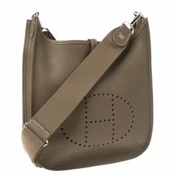 Hermes Etoupe Grey Togo Leather Evelyne III PM Bag For Women -Deals Hermes Store luxury women hermes used handbags p348805 005