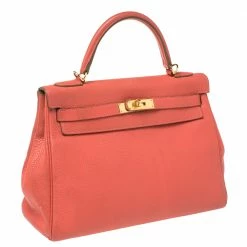 Hermes Rose Jaipur Clemence Leather Gold Hardware Kelly Retourne 32 Bag For Women -Deals Hermes Store luxury women hermes used handbags p348835 019