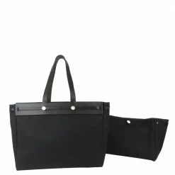 Hermes Black Canvas Herbag Cabas GM Bag For Women