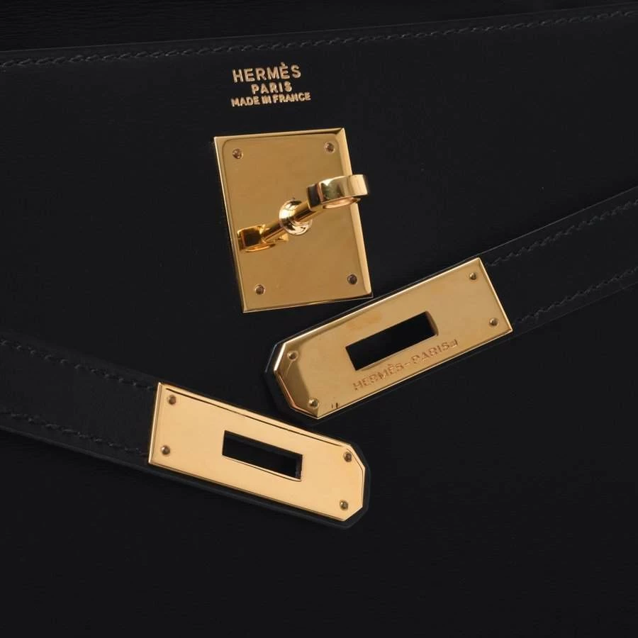 Hermes Black Box Leather Kelly Sellier 32 Bag For Women 13 Hermes Black Box Leather Kelly Sellier 32 Bag For Women - Image 11