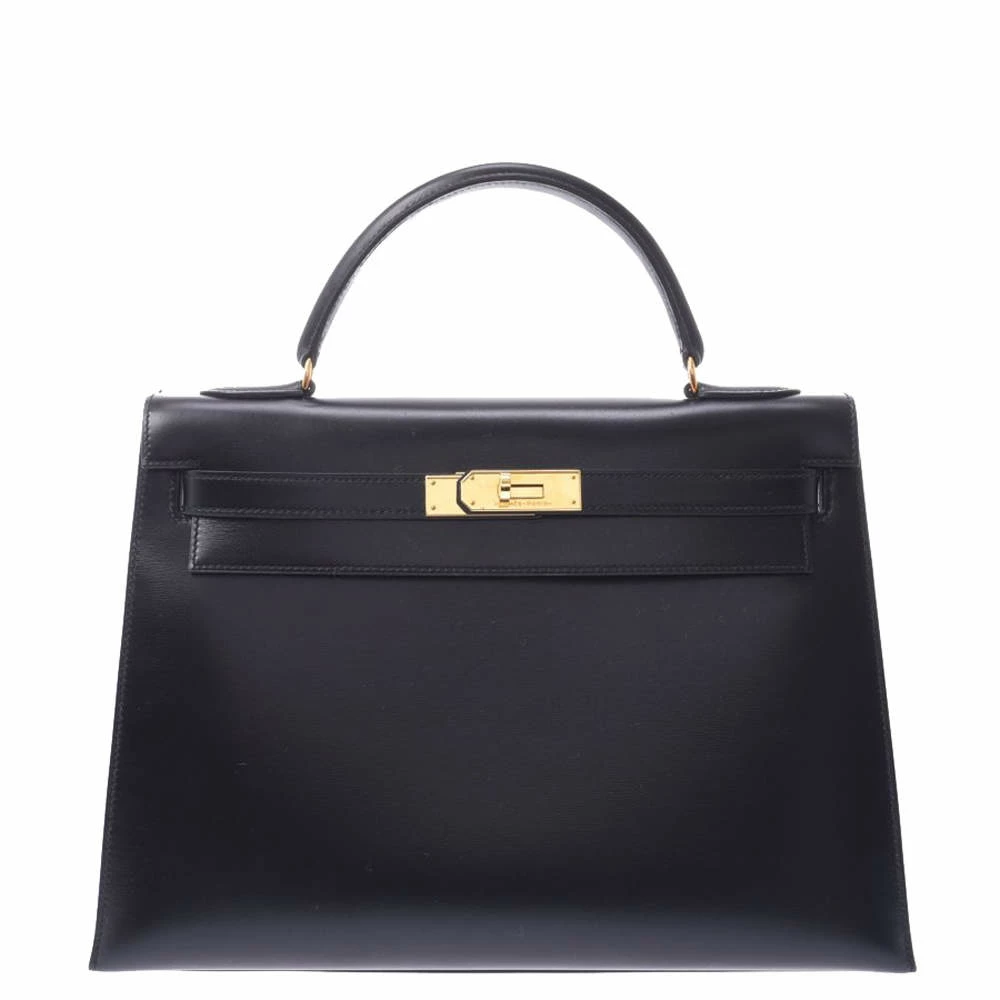 Hermes Black Box Leather Kelly Sellier 32 Bag For Women 3 Hermes Black Box Leather Kelly Sellier 32 Bag For Women