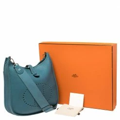 Hermes Blue Jean Togo Leather Evelyne III GM Bag For Women -Deals Hermes Store luxury women hermes used handbags p354959 007