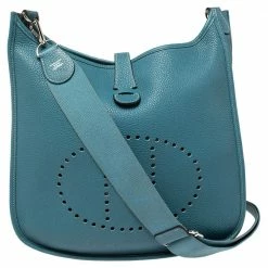 Hermes Blue Jean Togo Leather Evelyne III GM Bag For Women