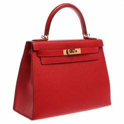 Hermes Rouge Casaque Epsom Leather Gold Hardware Kelly Sellier 28 Bag For Women -Deals Hermes Store luxury women hermes used handbags p356084 013