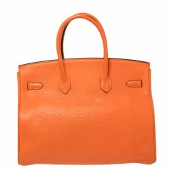 Hermes Orange Poppy Clemence Leather Palladium Hardware Birkin 35 Bag For Women -Deals Hermes Store luxury women hermes used handbags p356815 002
