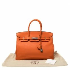 Hermes Orange Poppy Clemence Leather Palladium Hardware Birkin 35 Bag For Women -Deals Hermes Store luxury women hermes used handbags p356815 015