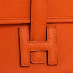 Hermes Orange Swift Leather Elan 29 Jige Clutch For Women -Deals Hermes Store luxury women hermes used handbags p358271 008