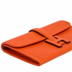 Hermes Orange Swift Leather Elan 29 Jige Clutch For Women -Deals Hermes Store luxury women hermes used handbags p358271 009