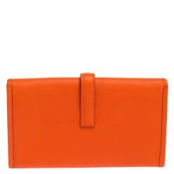 Hermes Orange Swift Leather Elan 29 Jige Clutch For Women -Deals Hermes Store luxury women hermes used handbags p358271 011