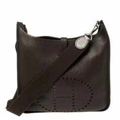 Hermes Cacao Clemence Leather Evelyne III GM Bag For Women