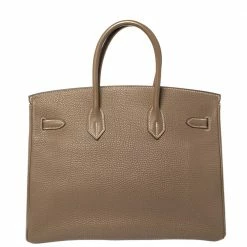 Hermes Hermès Etoupe Togo Leather Palladium Hardware Birkin 35 Bag For Women -Deals Hermes Store luxury women hermes used handbags p358353 001