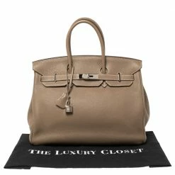Hermes Hermès Etoupe Togo Leather Palladium Hardware Birkin 35 Bag For Women -Deals Hermes Store luxury women hermes used handbags p358353 014