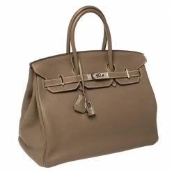 Hermes Hermès Etoupe Togo Leather Palladium Hardware Birkin 35 Bag For Women -Deals Hermes Store luxury women hermes used handbags p358353 015