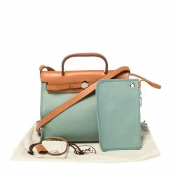 Hermes Barenia/Ciel Canvas And Leather Herbag Zip 31 Bag For Women -Deals Hermes Store luxury women hermes used handbags p358620 002