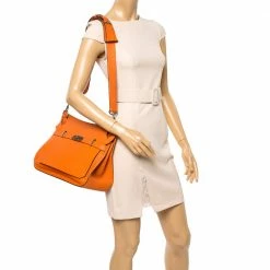 Hermes Orange Clemence Leather Palladium Hardware Jypsiere 34 Bag For Women -Deals Hermes Store luxury women hermes used handbags p358727 001
