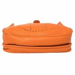 Hermes Hermès Orange Clemence Leather Evelyne III PM Bag For Women -Deals Hermes Store luxury women hermes used handbags p359704 007