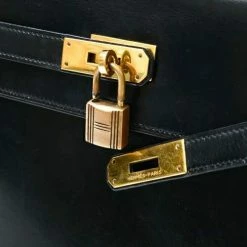 Hermes Black Box Leather Kelly 32 Bag For Women -Deals Hermes Store luxury women hermes used handbags p360137 004