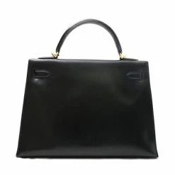 Hermes Black Box Leather Kelly 32 Bag For Women -Deals Hermes Store luxury women hermes used handbags p360137 010