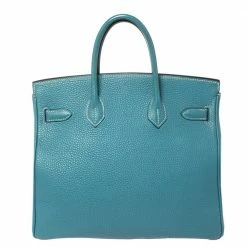 Hermes Blue Jean Clemence Leather Ruthenium Hardware Hac Birkin 28 Bag For Women -Deals Hermes Store luxury women hermes used handbags p362247 003