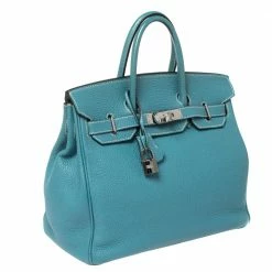Hermes Blue Jean Clemence Leather Ruthenium Hardware Hac Birkin 28 Bag For Women -Deals Hermes Store luxury women hermes used handbags p362247 009
