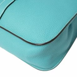 Hermes Blue Saint-Cyr Clemence Leather Palladium Hardware Halzan 31 Bag For Women -Deals Hermes Store luxury women hermes used handbags p365163 008