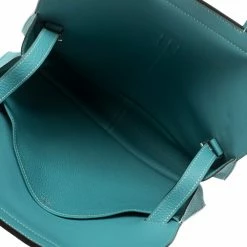 Hermes Blue Saint-Cyr Clemence Leather Palladium Hardware Halzan 31 Bag For Women -Deals Hermes Store luxury women hermes used handbags p365163 012