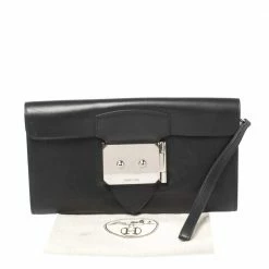 Hermes Black Leather Palladium Hardware Goodlock Clutch For Women -Deals Hermes Store luxury women hermes used handbags p366367 002