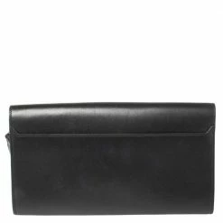 Hermes Black Leather Palladium Hardware Goodlock Clutch For Women -Deals Hermes Store luxury women hermes used handbags p366367 005
