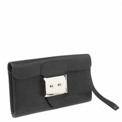 Hermes Black Leather Palladium Hardware Goodlock Clutch For Women -Deals Hermes Store luxury women hermes used handbags p366367 006