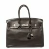 Hermes Macassar Clemence Leather Palladium Hardware Birkin 35 Bag For Women