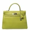 Hermes Apple Green Togo Leather Palladium Hardware Kelly Retourne 35 Bag For Women