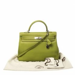Hermes Apple Green Togo Leather Palladium Hardware Kelly Retourne 35 Bag For Women -Deals Hermes Store luxury women hermes used handbags p368424 003