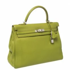 Hermes Apple Green Togo Leather Palladium Hardware Kelly Retourne 35 Bag For Women -Deals Hermes Store luxury women hermes used handbags p368424 014