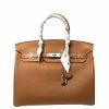 Hermes Gold Taurillion Clemence Leather Palladium Hardware Birkin 35 Bag For Women