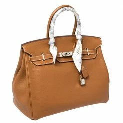Hermes Gold Taurillion Clemence Leather Palladium Hardware Birkin 35 Bag For Women -Deals Hermes Store luxury women hermes used handbags p372408 006