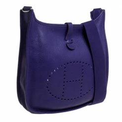 Hermes Ultraviolet Clemence Leather Evelyne I PM Bag For Women -Deals Hermes Store luxury women hermes used handbags p372554 009