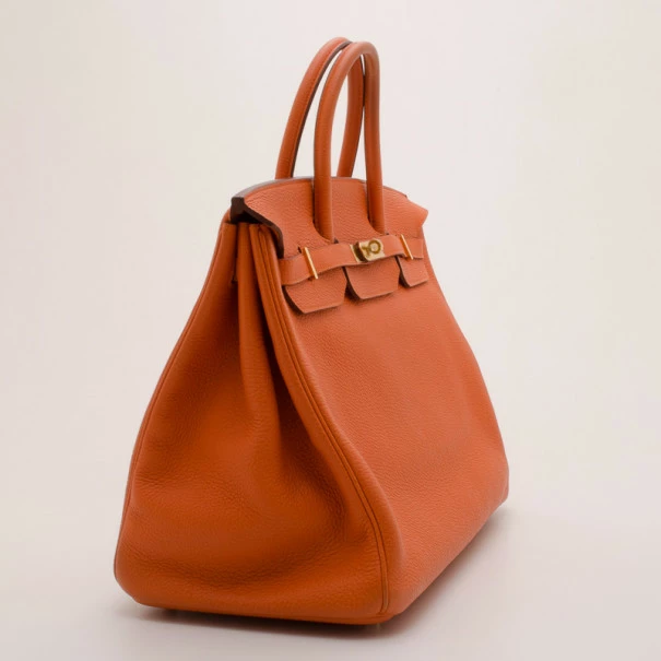 Hermes Orange Togo Leather Birkin 40 For Women 5 Hermes Orange Togo Leather Birkin 40 For Women - Image 3