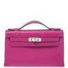 Hermes Hermès Cyclamen Swift Leather Palladium Hardware Kelly Pochette For Women -Deals Hermes Store luxury women hermes used handbags p374534 003