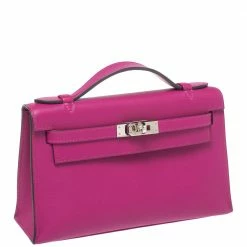 Hermes Hermès Cyclamen Swift Leather Palladium Hardware Kelly Pochette For Women 19 Hermes Hermès Cyclamen Swift Leather Palladium Hardware Kelly Pochette For Women -Deals Hermes Store luxury women hermes used handbags p374534 004