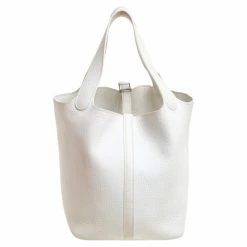 Hermes White Togo Leather Picotin MM Bag For Women -Deals Hermes Store luxury women hermes used handbags p376296 001