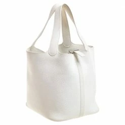 Hermes White Togo Leather Picotin MM Bag For Women -Deals Hermes Store luxury women hermes used handbags p376296 015