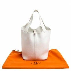 Hermes White Togo Leather Picotin MM Bag For Women -Deals Hermes Store luxury women hermes used handbags p376296 017
