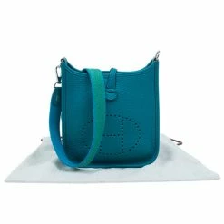 Hermes Clemence Bleu Evelyne II TPM Bag For Women -Deals Hermes Store luxury women hermes used handbags p3794 016